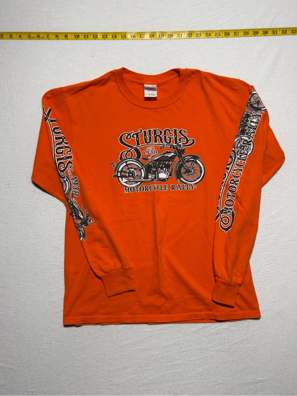 Sturgis Cotton Long Sleeve T-Shirt Tee Sturgis Rally Orange & Black M